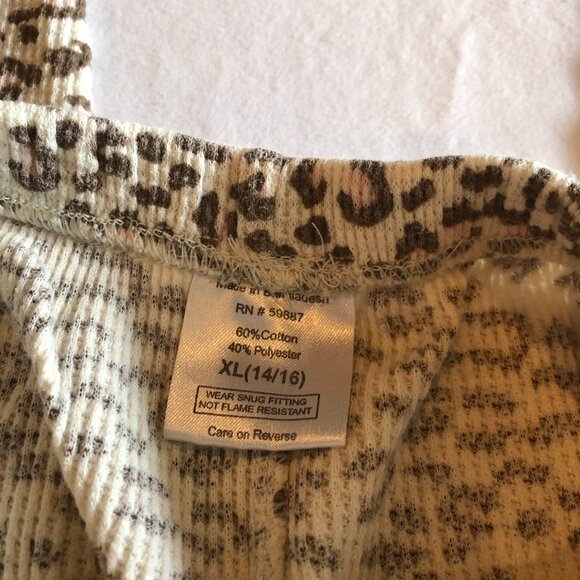 St. Eve Steve XL 14/16 Girls Leopard Waffle Knit Pajamas READ MEASUREMENTS - Picture 7 of 7